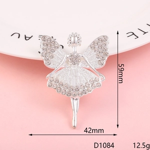 Detailed view of silver ballerina alloy charm with sparkling rhinestones for DIY phone cases