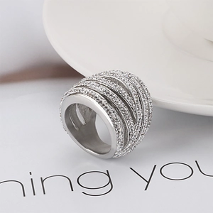 Sparkling silver multi-layered rhinestone ring with a wrap-around band design