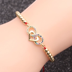 Evil Eye Infinity Heart Bracelet Copper Micro Pave Zircon Adjustable Braided Rope Jewelry For Women Girls