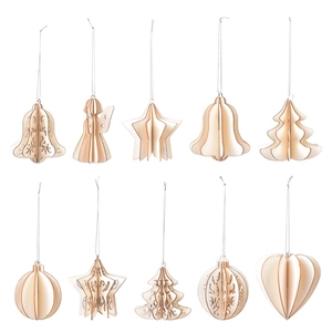 3D DIY wooden Christmas ornaments set featuring star, heart and tree shapes