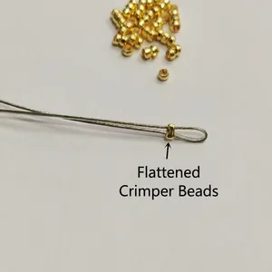 14K gold plated 2mm crimp beads for jewelry making showing raw and flattened states
