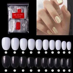 Round Head Oval False Nail Tips Transparent Natural Colors Full Cover Press On Nails For DIY Manicure Women Beauty DIY