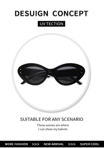 Détail de lunettes de soleil œil-de-chat noires avec étoiles dorées et verres gris foncé
