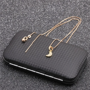 Detail of moon pendant with pave cubic zirconia and adjustable slider clasp