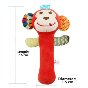 Detail of plush monkey rattle with 16cm length and 3.5cm diameter for infant grip