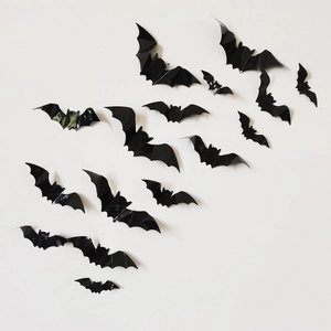 3D schwarze PVC Fledermaus Wandaufkleber Set mit Flügeln für Halloween Deko