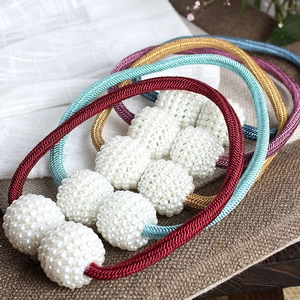 Modern woven curtain tiebacks with pearl magnetic buckles in multiple vibrant colors