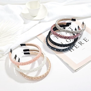 Luxury crystal beaded headbands for women in multiple colors with elegant pearl-like beads