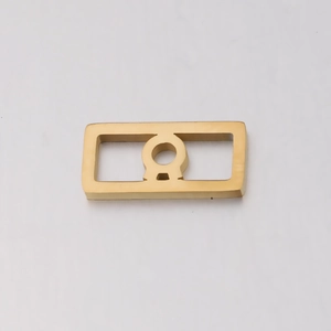 Detailed view of a gold rectangular hollow zodiac pendant for DIY jewelry making