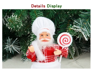 Vue détaillée d'une figurine de Père Noël chef tenant une sucette géante décorative