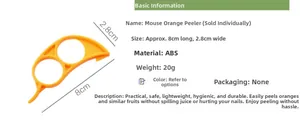 Dettaglio dello sbucciarance a forma di topo in plastica ABS con dimensioni e gancio affilato