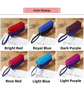 Three-layer nylon wristlet bags in various vibrant two-tone color options with zipper