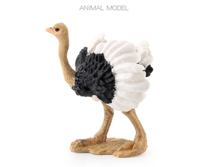 Detailed close-up of realistic ostrich model with lifelike feathers and textured base