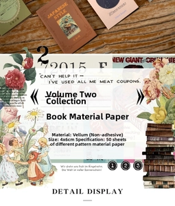 Detail display of vintage floral vellum paper sheets for scrapbooking and DIY crafts