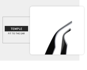 Détail des branches de lunettes noires brillantes ergonomiques pour un port confortable