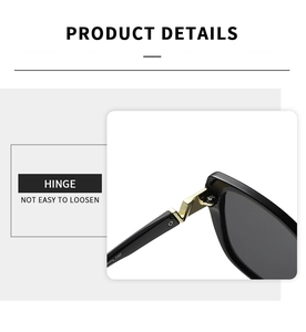Detailed close-up of premium gold-plated metal hinge on oversized square sunglasses