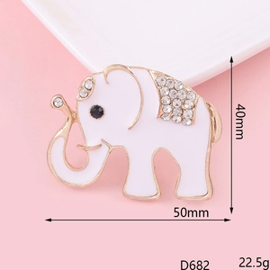 Detailed view of rhinestone-encrusted elephant brooch with size and weight dimensions