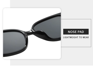 Detail of the integrated lightweight nose pad design on black square sunglasses