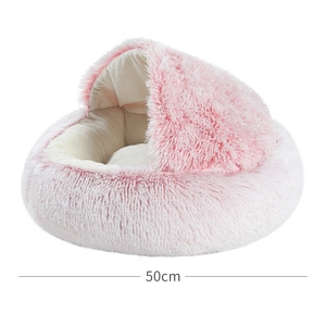Cuccia a grotta rosa da 50cm in morbido peluche per gatti e cani di piccola taglia