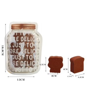 Brown bear and toast shaped non-latex makeup sponges in a resealable pouch