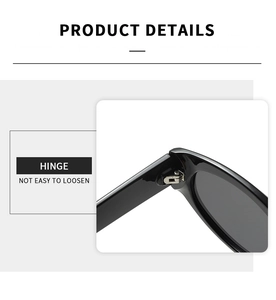 Detail des verstärkten Metallscharniers der schwarzen Cat-Eye Sonnenbrille für Haltbarkeit