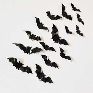 3D Fledermaus Wandaufkleber aus schwarzem PVC für Halloween Dekoration in Sets