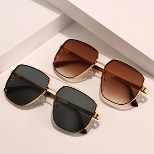 Sonnenbrille Retro Metall Quadratische Doppelsteg Übergroße UV400 Schutz Herren Damen Fahren Angeln Mode Reise