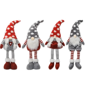 Set of 4 Christmas gnomes plush dolls with striped legs and pointed hats for decor