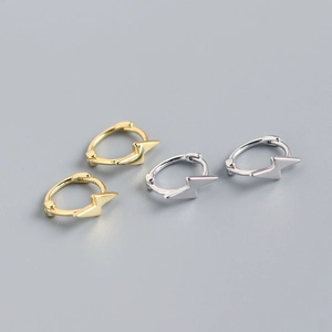 Orecchini A Cerchio Con Fulmine Argento Sterling 925 Stile Punk Minimalista Gioielli Per Donna