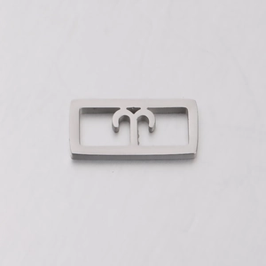 Close-up of polished silver steel rectangular buckle with inner hook for jewelry DIY
