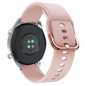 Pink silicone watch strap with silver case and rose gold buckle for Samsung Galaxy active