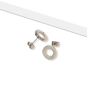Minimalistische silberne runde Hohlstecker aus Edelstahl mit Öse für DIY-Schmuckherstellung