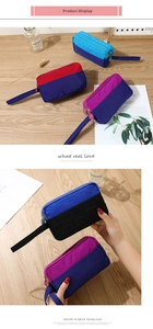 Multi-compartment nylon phone pouch with double zippers and stylish wrist strap detail