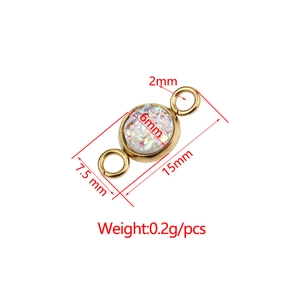 6mm gold vacuum plated stainless steel charm connector with dimensions and weight data