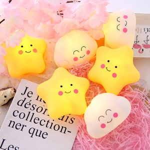 Cute star and cloud LED night light with smiling faces for kids nursery decoration