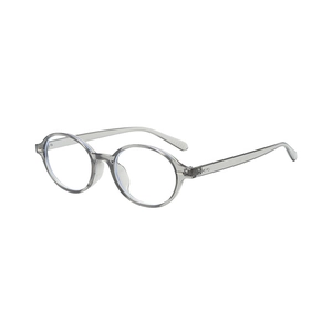 Classic round translucent grey light-blocking glasses with minimalist frame design