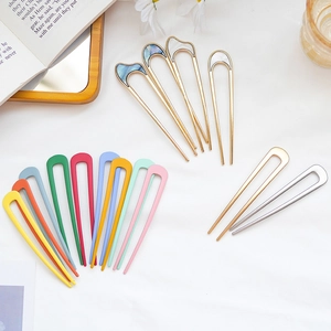 16-piece set of U-shaped metal and matte hair pins for elegant bun styling and hairstyles