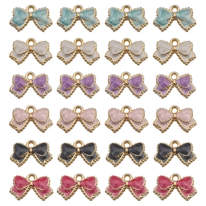 Pendentifs Noeud En Alliage Émail Breloques Ruban Colorées Pour Fabrication Bijoux DIY Collier Bracelet Artisanat Style Doux