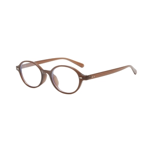 Retro translucent brown oval frame eyeglasses with blue light blocking lenses for women