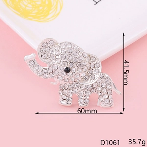 Detail view of silver crystal elephant brooch with size 60mm and weight 35.7g