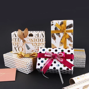 Gift Wrapping Paper Bronzing Gold Foil Pattern Coated Paper For Wedding Birthday Christmas Valentine Party Decoration