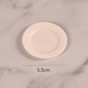 5.5cm miniature cream white tray with spiral textured edges for dollhouse kitchen DIY
