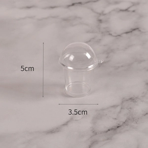 Detailed view of a 5cm mini transparent display case with a round lid for DIY crafts