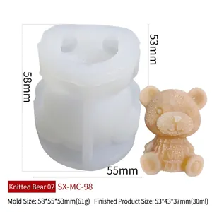 Molde de silicona 3D de oso con textura de suéter para café y té con leche