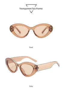 Vues détaillées de lunettes de soleil œil-de-chat thé avec étoiles dorées sur la monture