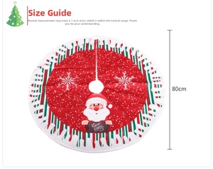 80cm Christmas tree skirt featuring Santa Claus with Warm Wishes sign and snowflake pattern
