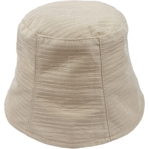 Chapeau bob plissé beige pour femme en tissu texturé avec large bord pare-soleil