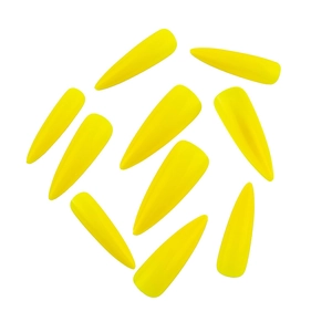 500pcs full cover stiletto false nails in bright yellow color for nail extensions