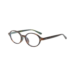 Retro oval tortoiseshell glasses with silver rivet accents and clear anti-blue light lenses