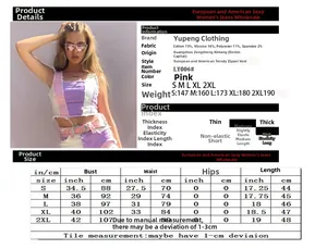 Detailed size chart and fabric specifications for pink summer denim vest with crop cut
